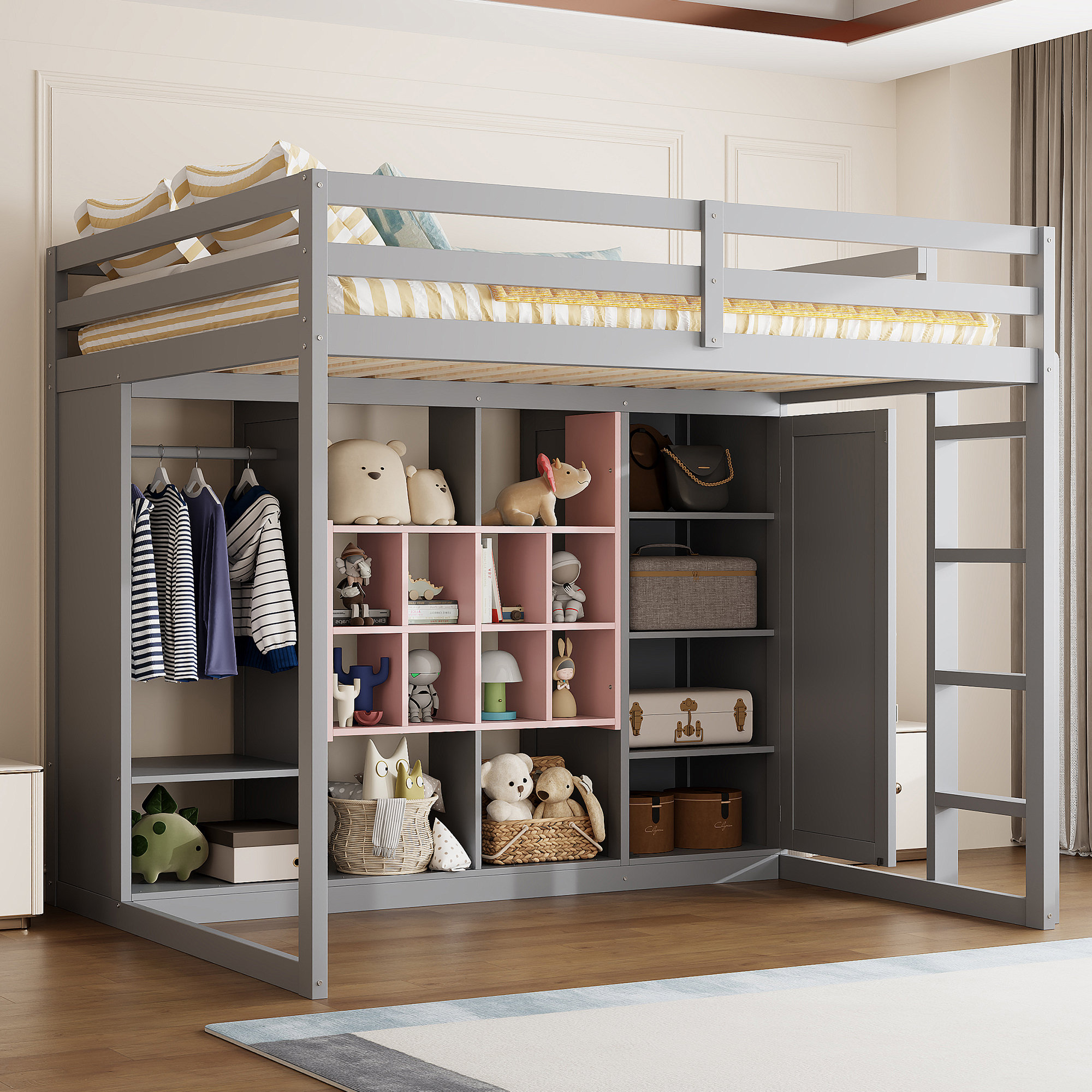 ワードローブ＊LOFT Latitude Run® Loft Bed With Wardrobe And Storage Cabinet | Wayfair